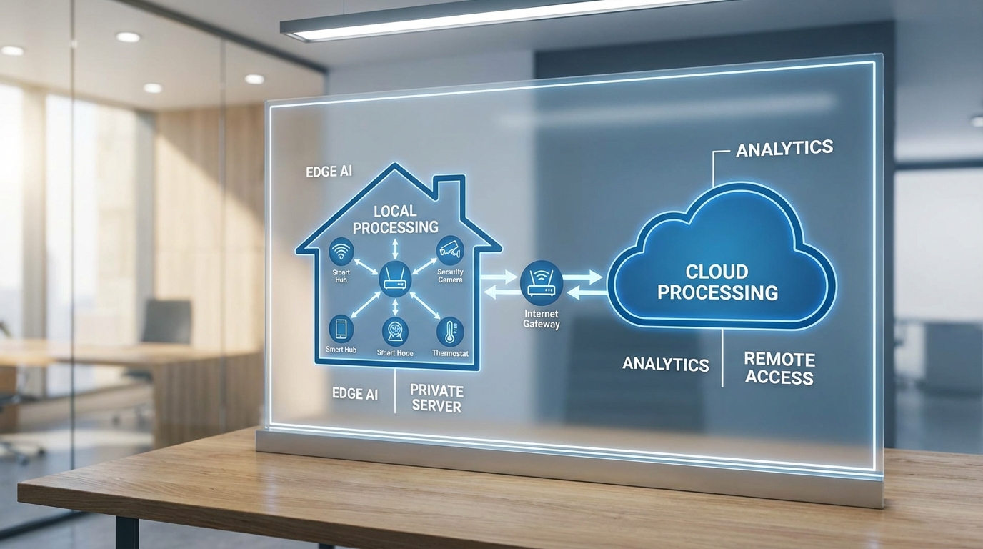 Local vs Cloud AI Processing Diagram