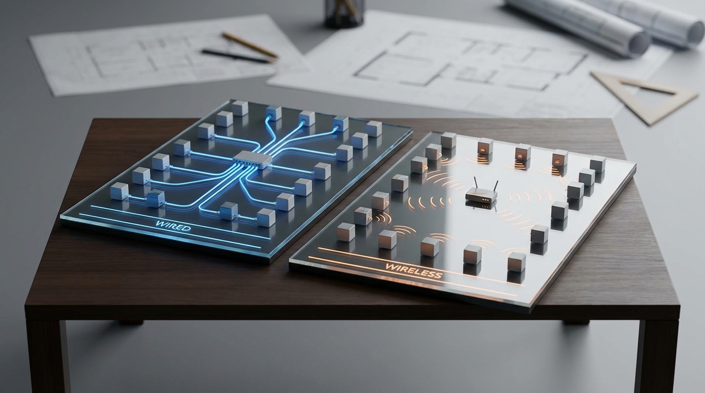 Wired vs wireless smart home network diagram